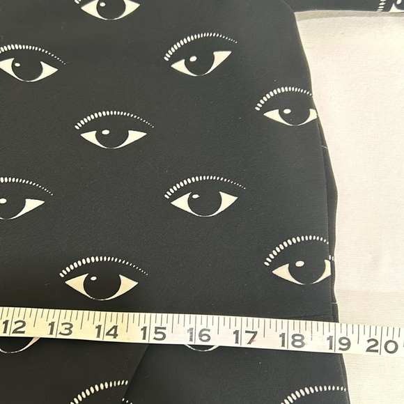 KENZO PARIS WOMENS MIDI DRESS EYE PATTERNS BLACK RED LONG SLEEVE Sz 40 - Picture 13 of 16